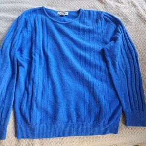 Vintage HASKELL Lambswool Angora Rabbit Hair Sweater Blue M Womens